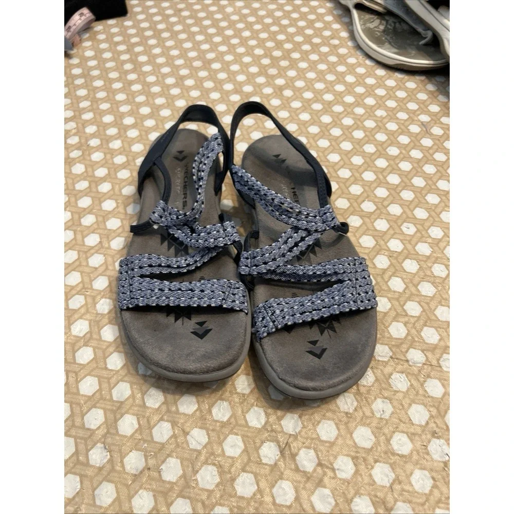 Skechers Memory Foam Sandals Blue & Gray Size 6